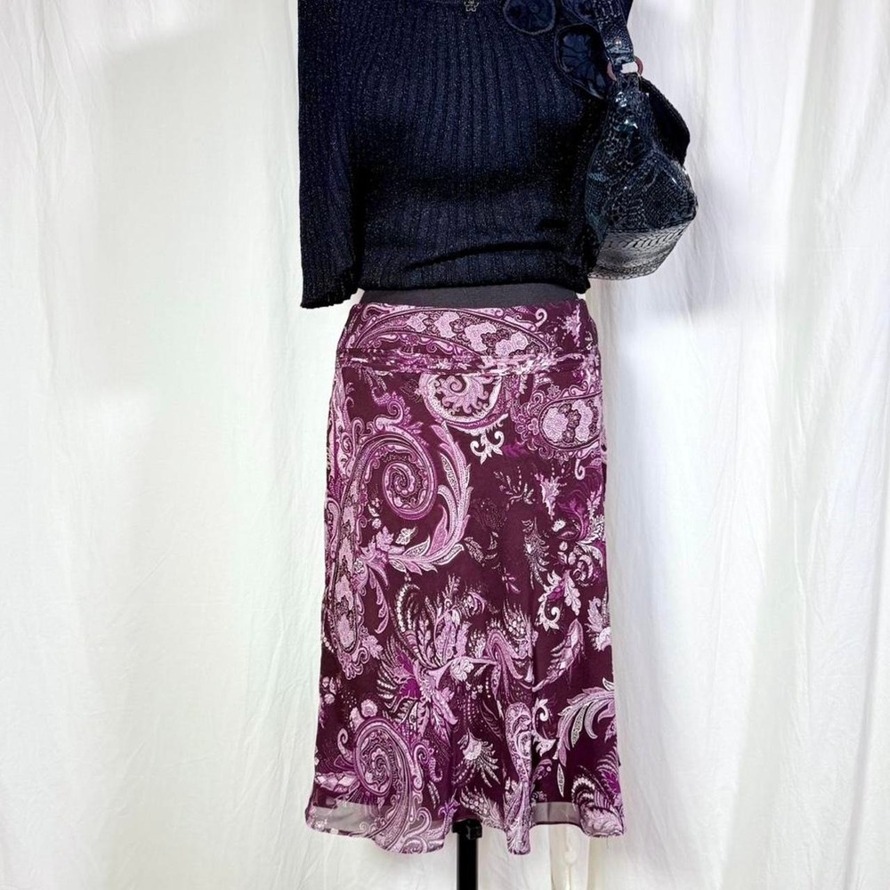 Ann Taylor Petites Size 6P Purple Paisley Midi Skirt